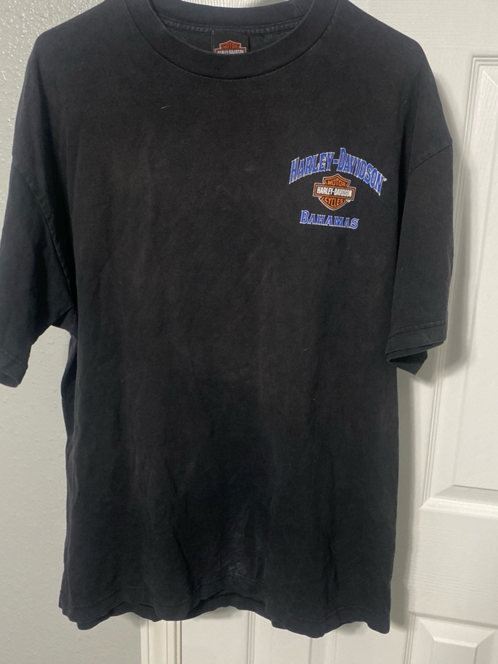 Harley-Davidson Black Short Sleeve Tee with Blue & Orange Logo